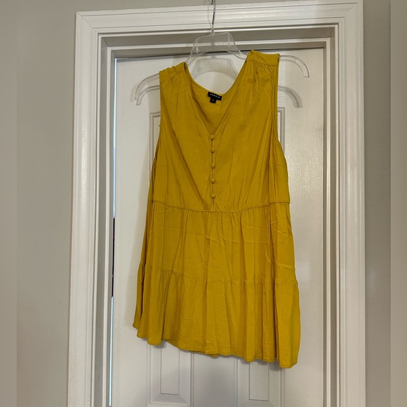 Torrid Mustard Wide Strap Tank Styled Buttoned Blouse! - Picture 1 of 2